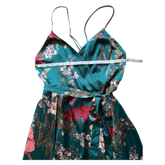 Lulus Dark Floral Maxi Gown with Side Slit and Tie Belt Size Medium - Picture 5 of 10